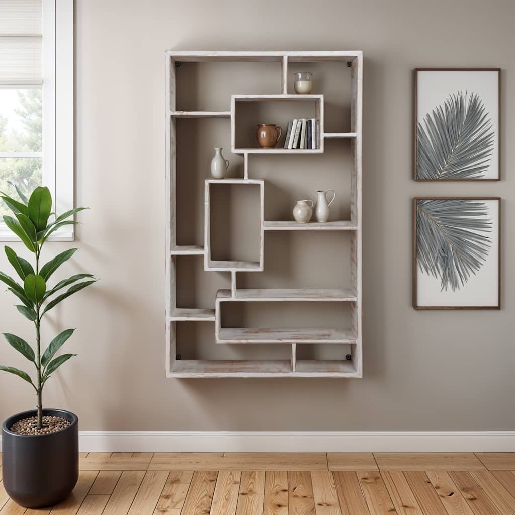 Sagebrook Home Wooden Geometric Wall Shelf