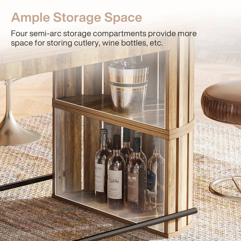 63" Bar Height Table for 4-6, Industrial High Pub Bar Table with Storage