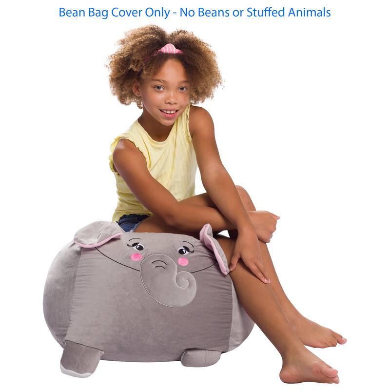 Stuffed Animal Storage Bean Bag Chair Cover only for Kids, Toy Holder