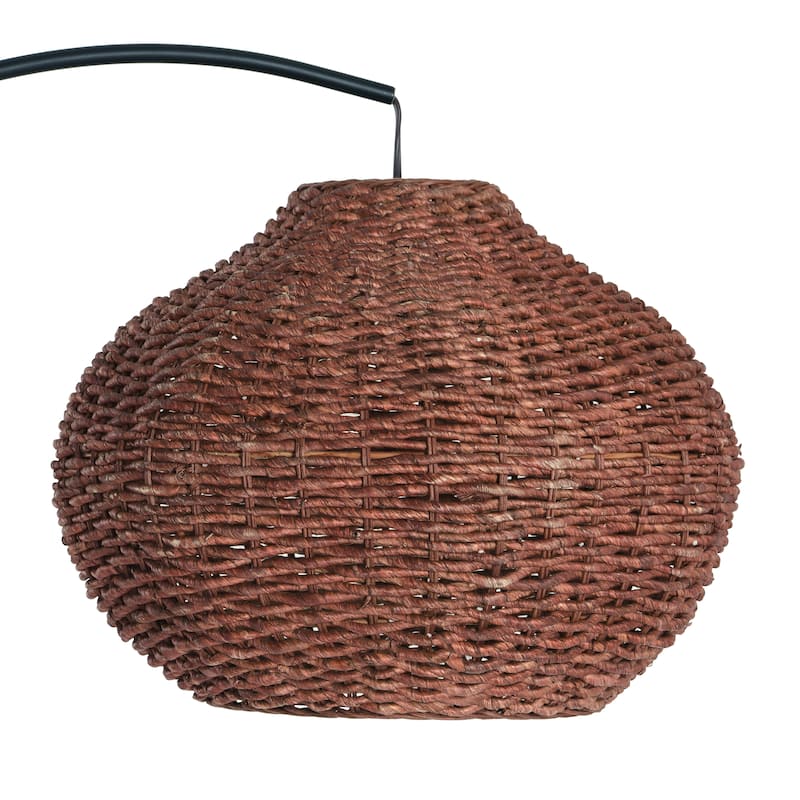 Floor Lamp with Marble Base and Rattan Shade