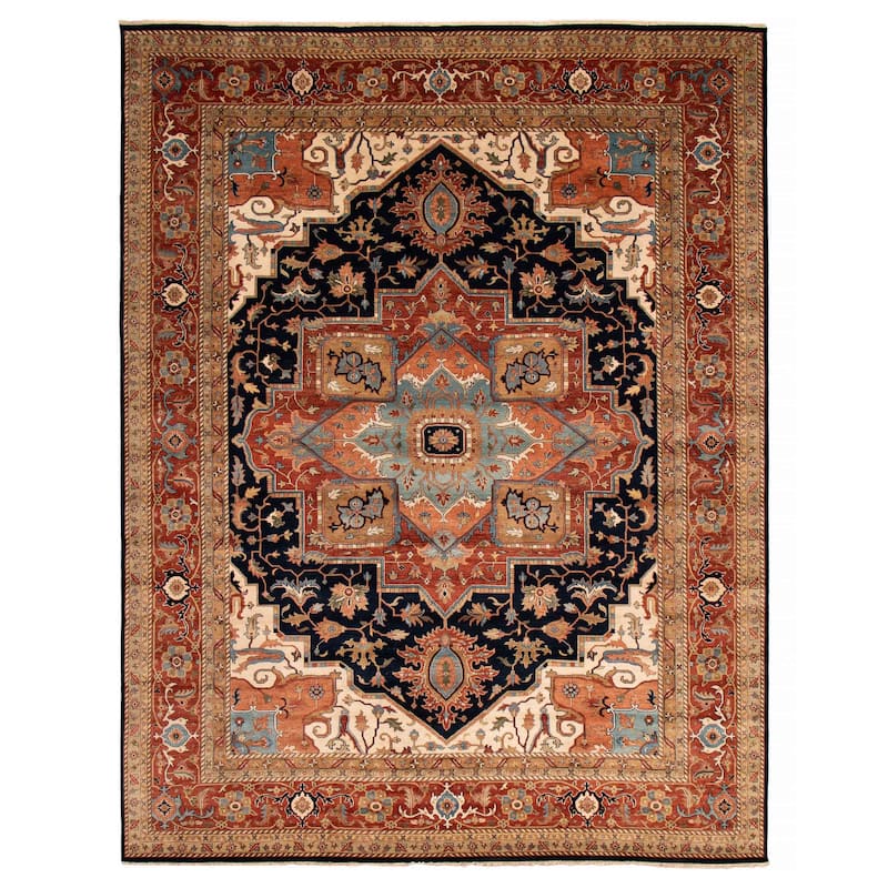 ECARPETGALLERY Hand-knotted Jules Sultane Navy Wool Rug - 11'9 x 14'10 - Dark Navy - 11'9 x 14'10