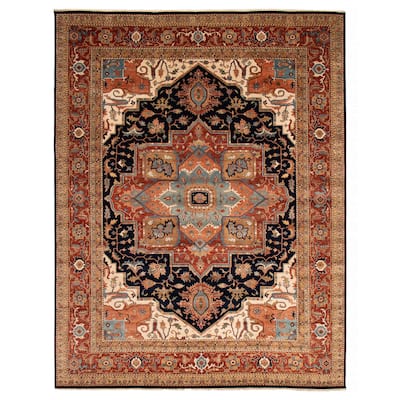 ECARPETGALLERY Hand-knotted Jules Sultane Navy Wool Rug - 11'9 x 14'10