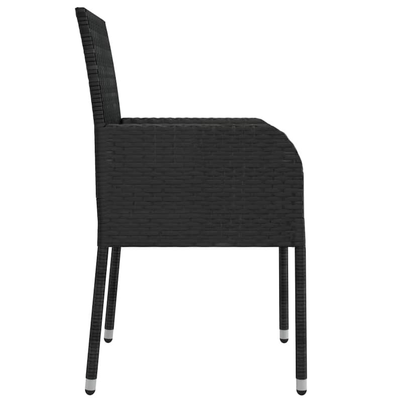 vidaXL Patio Chairs with Cushions 2 pcs Poly Rattan Black