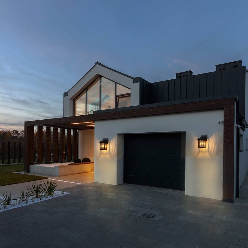 Motion Sensor Outdoor Wall Lantern with Water Glass Set of 2 - 2 Packs