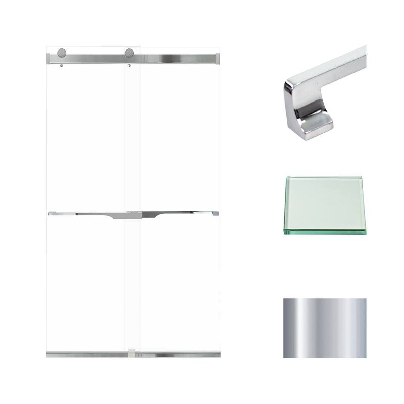 Brianna 48 in. W x 80 in. H By-Pass Frameless Shower Door with Clear Glass - 44-48-in W x 80-in H