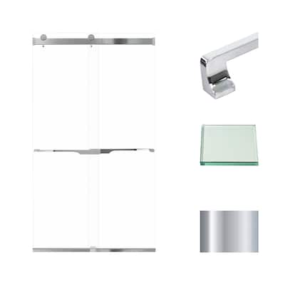 Brianna 48 in. W x 80 in. H By-Pass Frameless Shower Door with Clear Glass - 44-48-in W x 80-in H