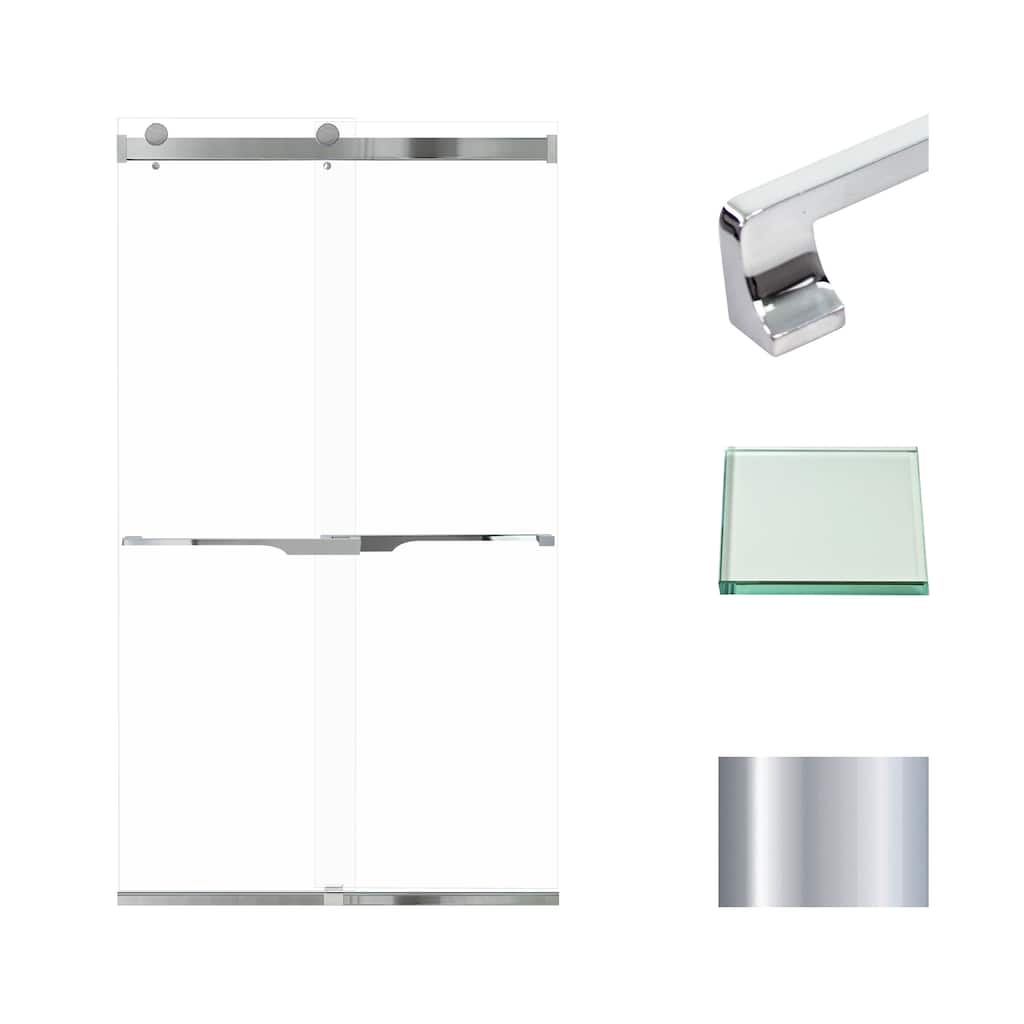 Brianna 48 in. W x 80 in. H By-Pass Frameless Shower Door with Clear Glass - 44-48-in W x 80-in H