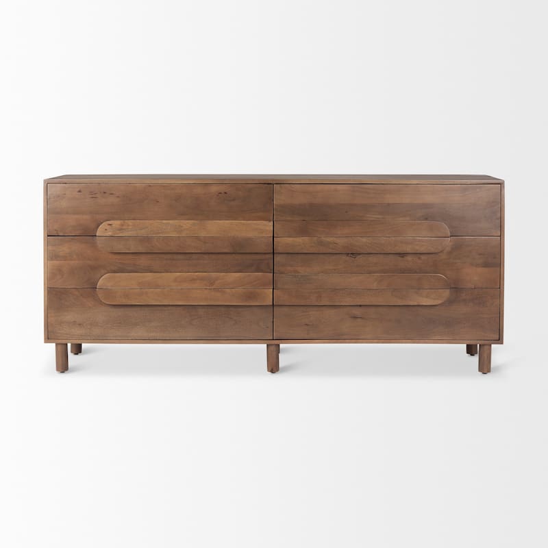 Astrid Medium Brown Solid Mango Wood 6 Drawer Sideboard - 74.3L x19.8W x 29.5H