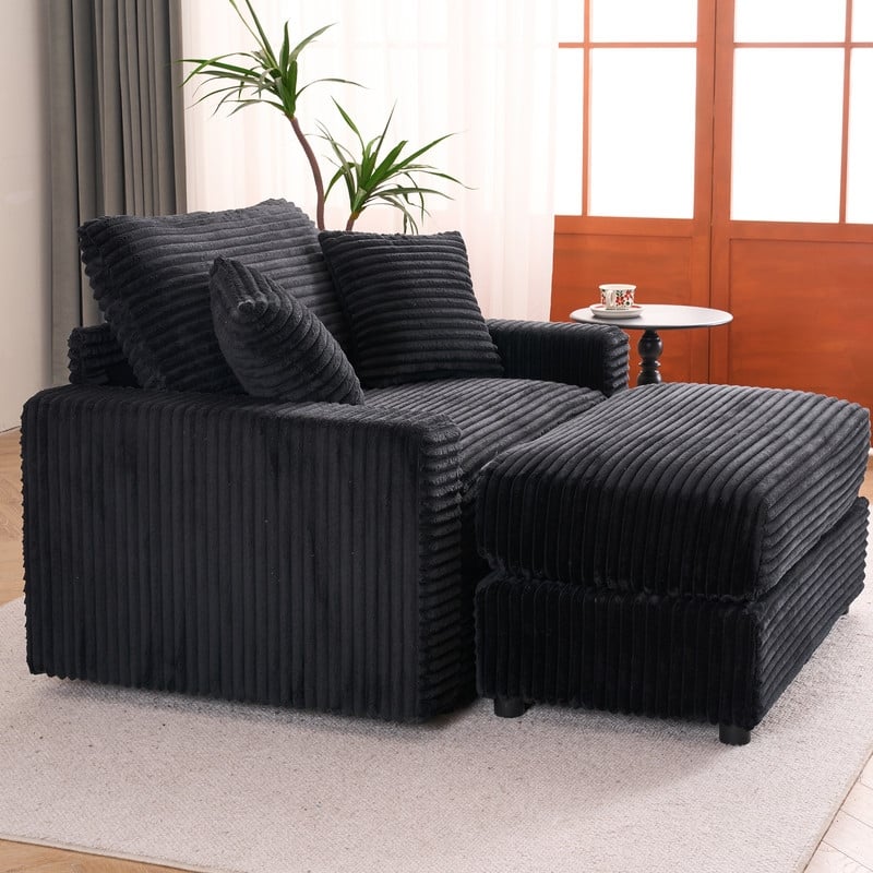 56.30" Single Sofa Chair, Independent Ottoman