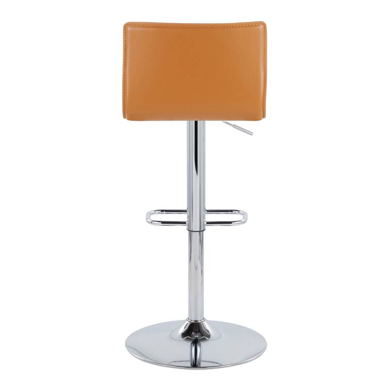 Porch & Den Mara Upholstered Adjustable Bar Stool with Rounded Rectangle Footrest (Set of 2)