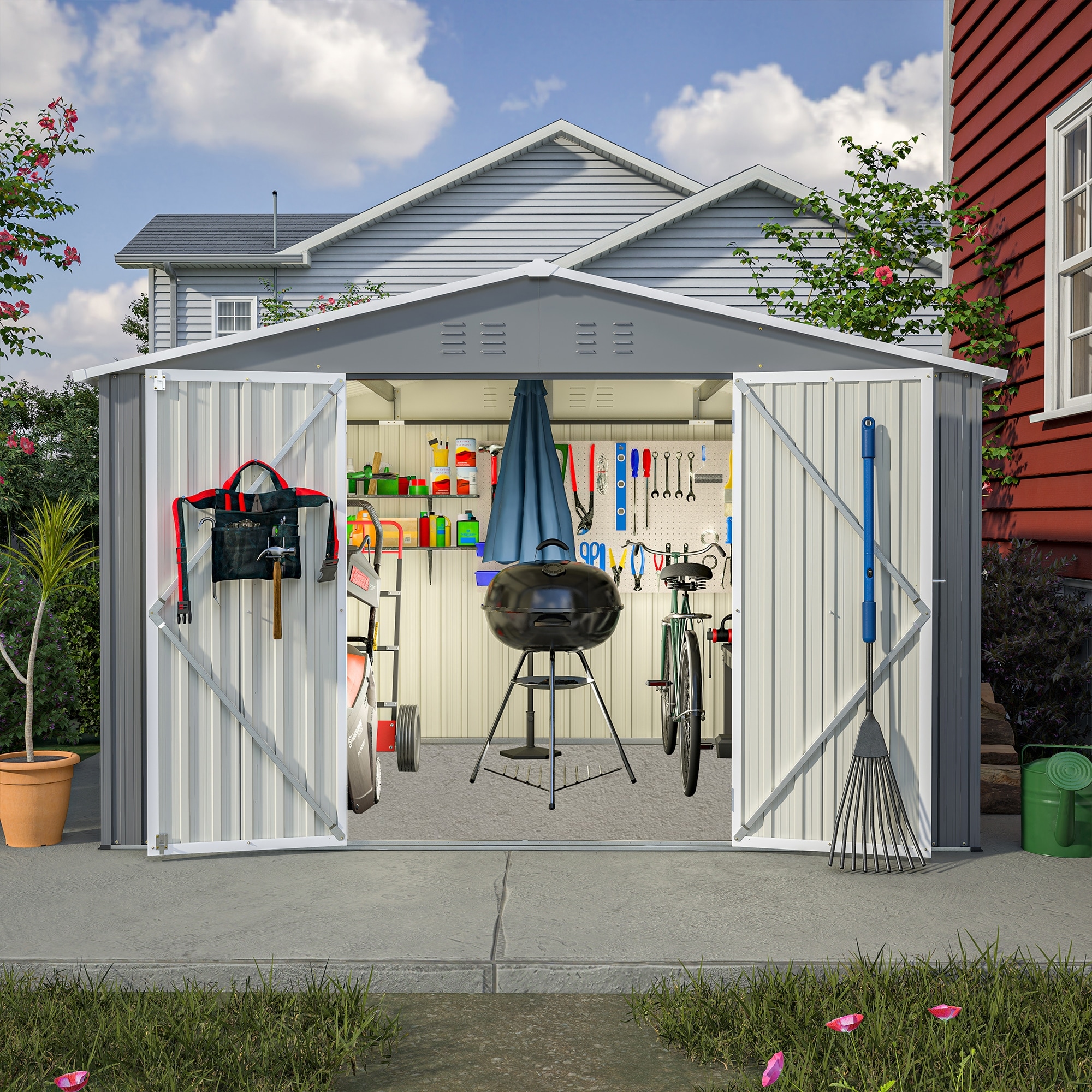 GDFStudio - Evelyn Spacious Outdoor Waterproof Tool Storage Shed