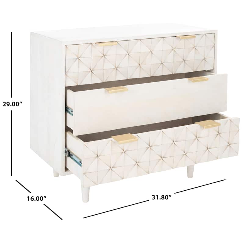 SAFAVIEH Cena 3-Drawer Storage Bedroom Chest