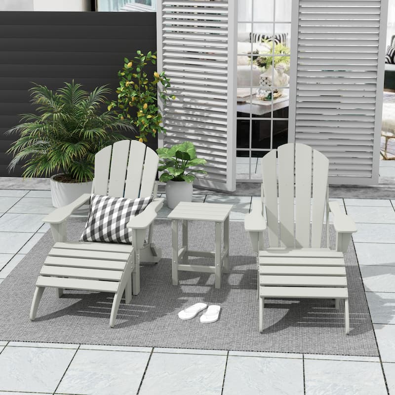 Polytrends Laguna Hdpe All Weather Outdoor Patio Foldable Adirondack Chairs Conversation Set (5-Piece Set)