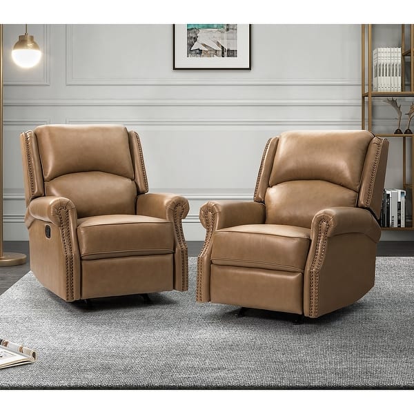 slide 2 of 64, Ilario 32.67'' Wide Genuine Leather Manual Rocker Recliner, Set of 2