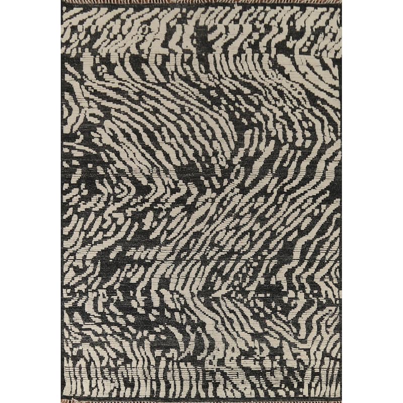 All-Over Abstract Moroccan Area Rug Handmade Wool Carpet - 9'1"x 12'0"