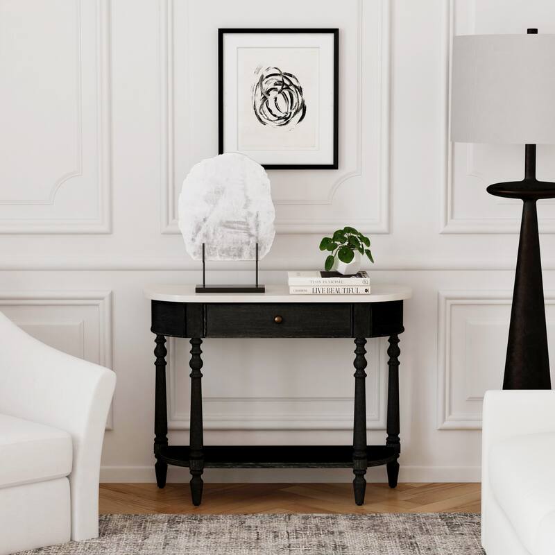 Butler Danielle Marble Console Table - Washed Black