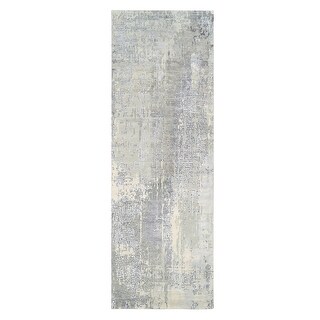 Hand Knotted Grey Modern and Contemporary with Wool & Silk Oriental Rug ...