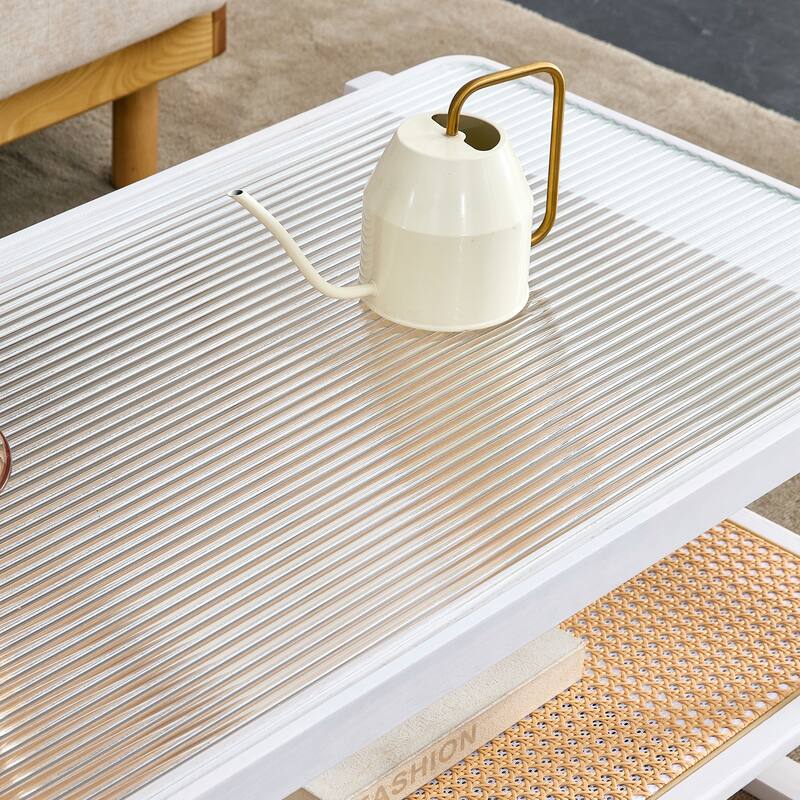 Coffee Table Solid Wood End Table Imitation Rattan Center Table