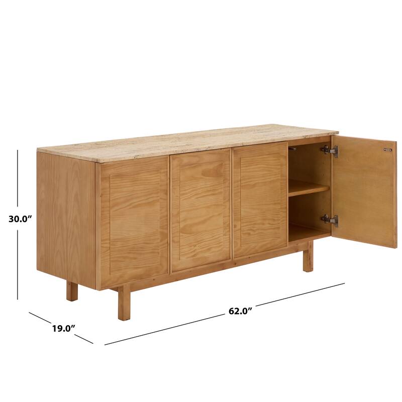 SAFAVIEH Couture Debrianna Travertine Top Sideboard - 62"W x 19"D x 30"H