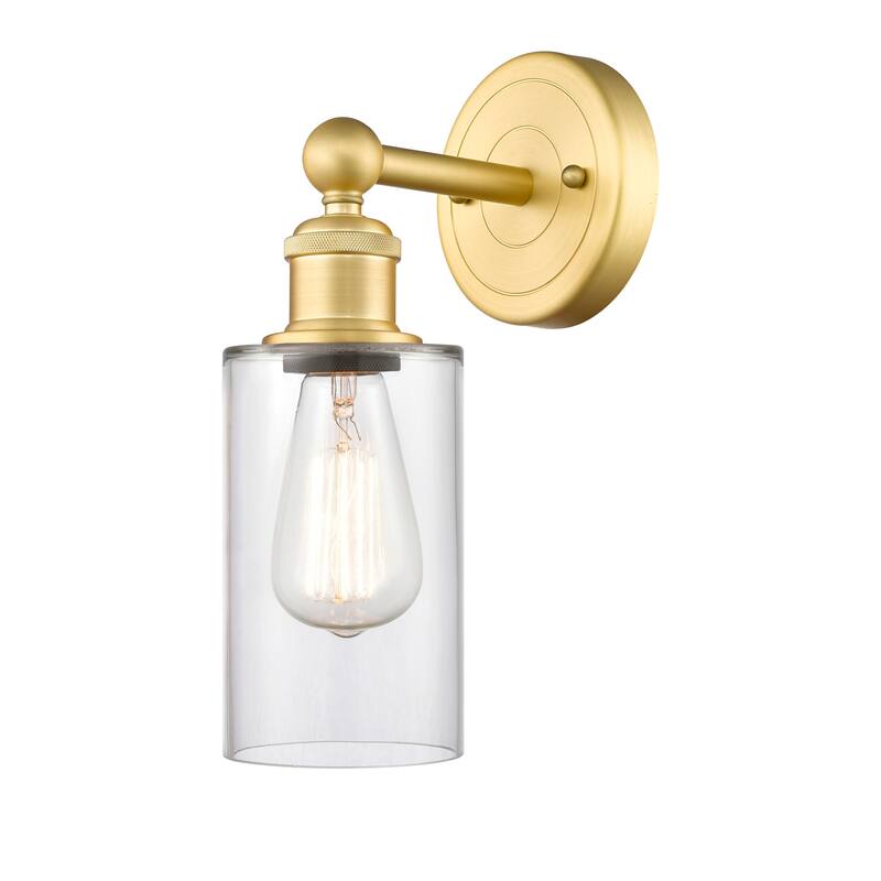 Innovations Lighting 616-1W-11-4 Clymer Sconce Clymer 11" Tall Wall - Satin Gold / Clear