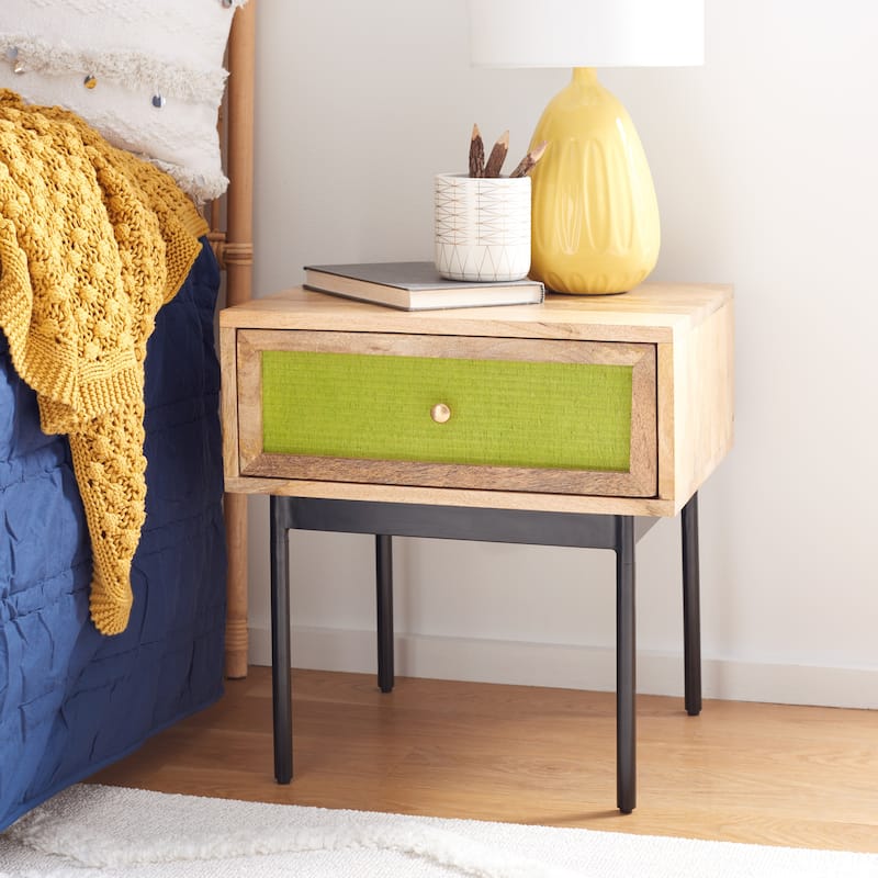 SAFAVIEH Daja 1-Drawer Nightstand - Natural/Black