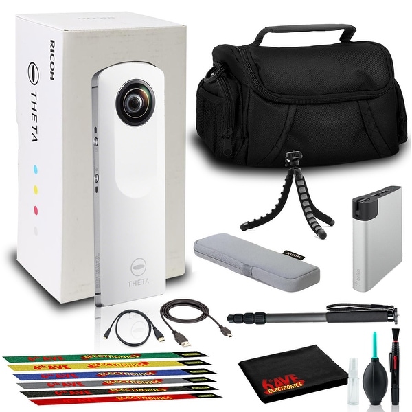 Ricoh Theta m15 Spherical VR Digital Cam (White) with Bag, Power Pack, and More. Opens flyout.