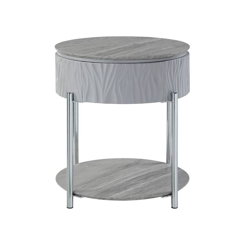 Yukino High Gloss & Chrome Finish End Table