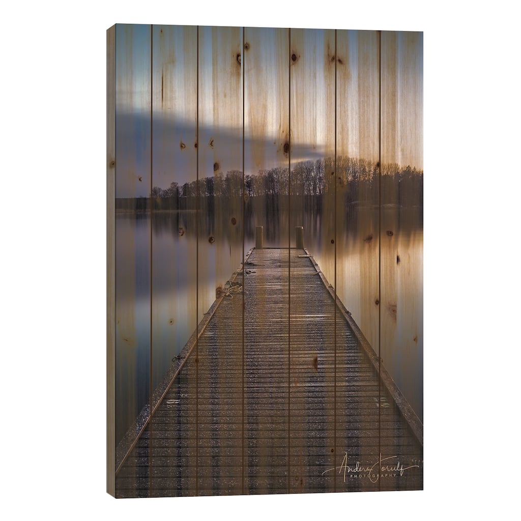 Bridge Over Silent Water Print On Wood by Anders Jorulf - Multi-Color