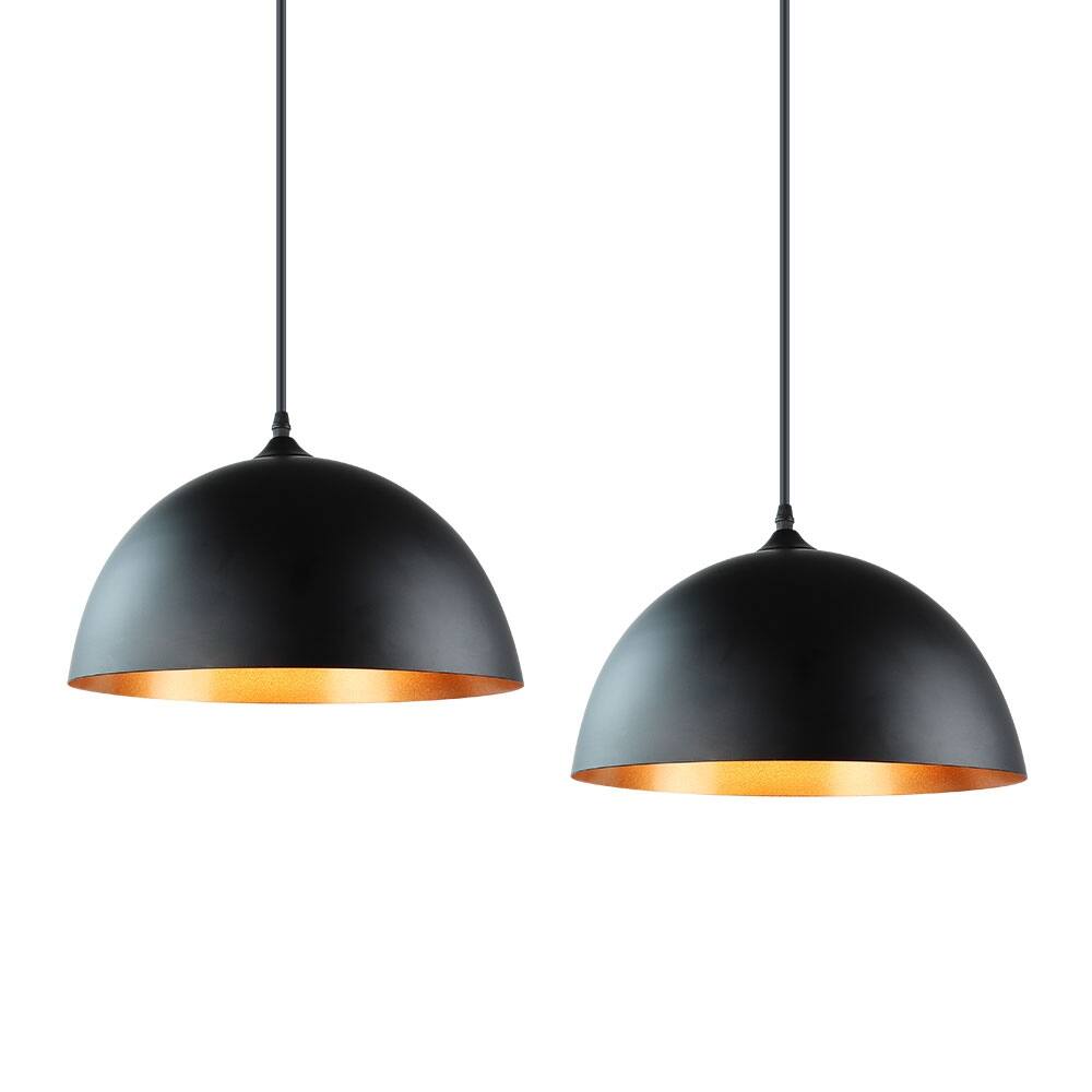 E26 Base Industrial Black Pendant Light for Kitchen (2 Packs) - N/A