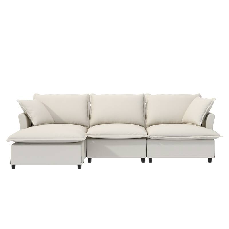Chenille Modular Sectional Sofa, L Shaped Sectional Cloud Couch Set