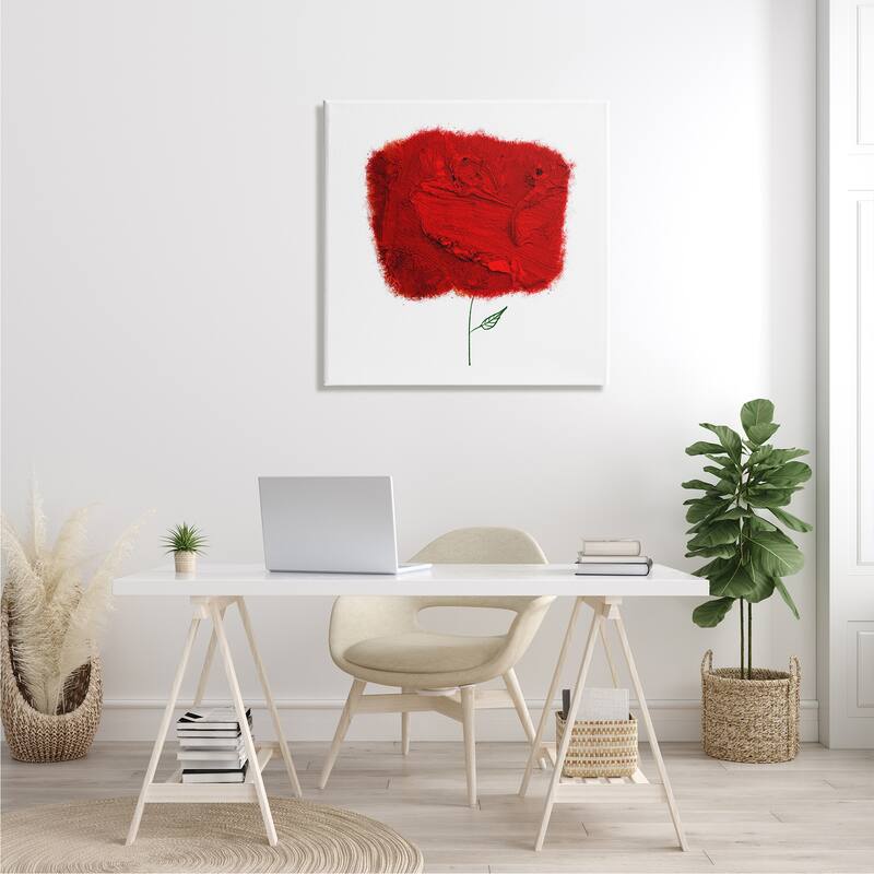 Stupell Nerudo Rose Abstract Interpretation Modern Red Floral Canvas Wall Art