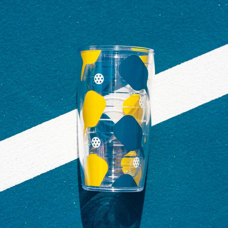 Tervis Pickleball Paddle Pattern Made in USA Double Walled Insulated Travel Tumbler, Navy Lid