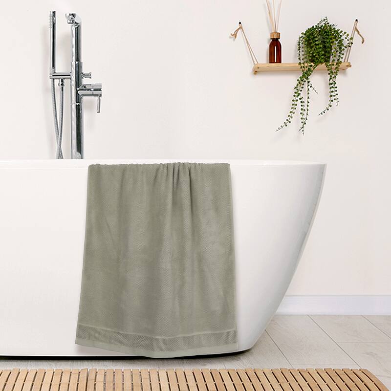 2 Pack Oversized Bath Towel Set, Embroidery Decorative Cotton, Highly Absorbent Towels for Bathroom 28" x 56"