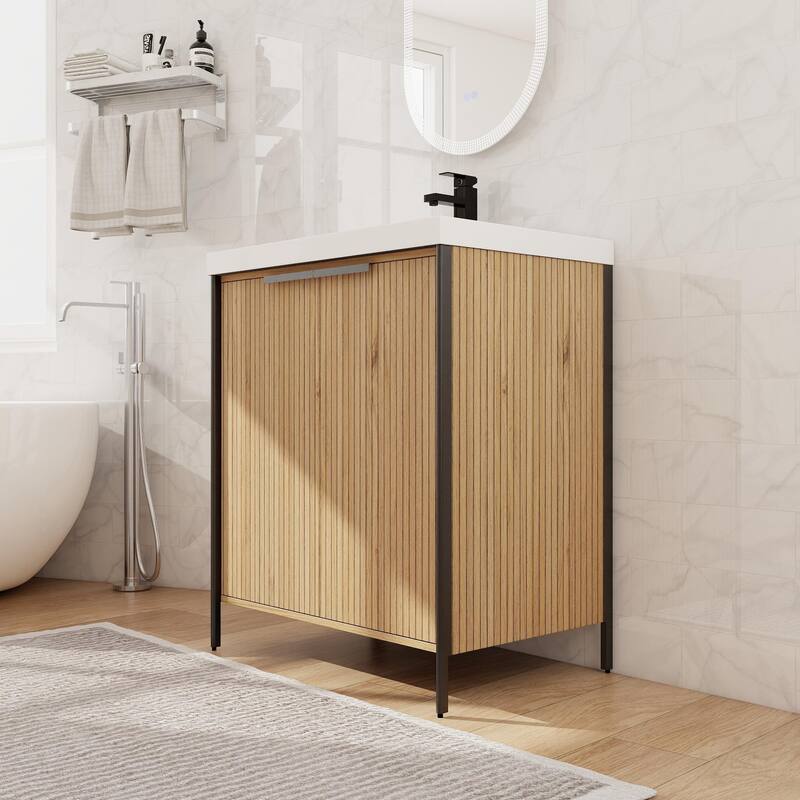 Beingnext 24"/30"/36"/48"/60" Bathroom Vanity with Sink, Freestanding Bathroom Vanity with Soft Close Door and Shelf