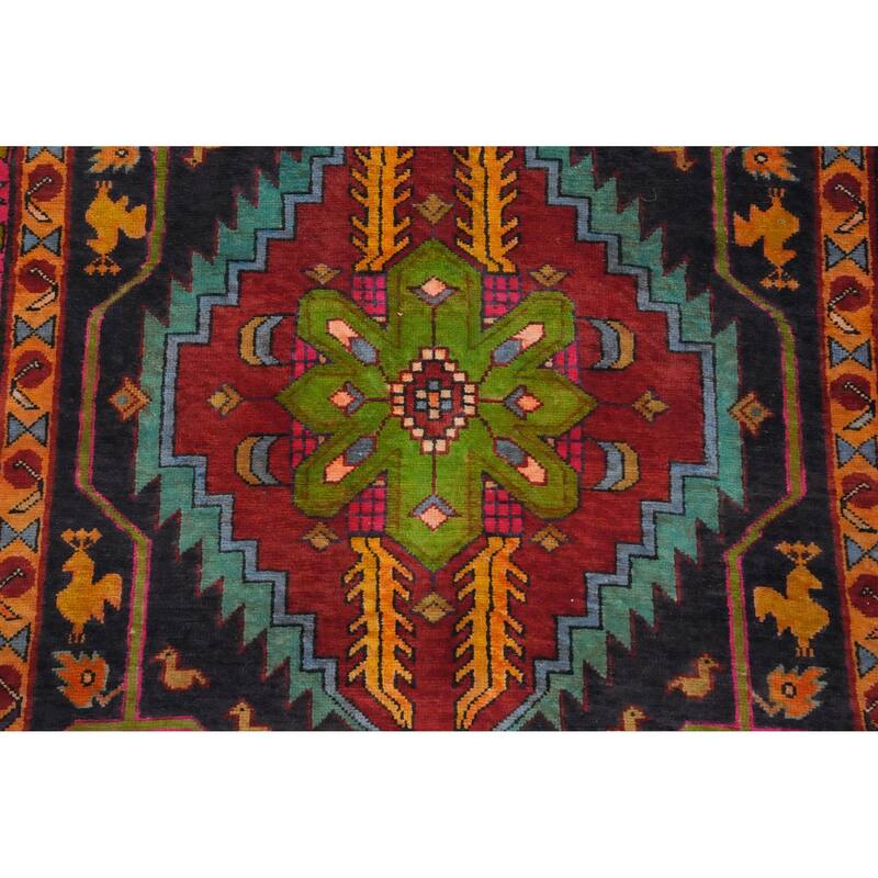 Hand Knotted Oriental 100% Wool Carpet Traditional Tribal Navy Blue & Blues Tabriz Runner Rug - 10' 3'' X 3' 8''
