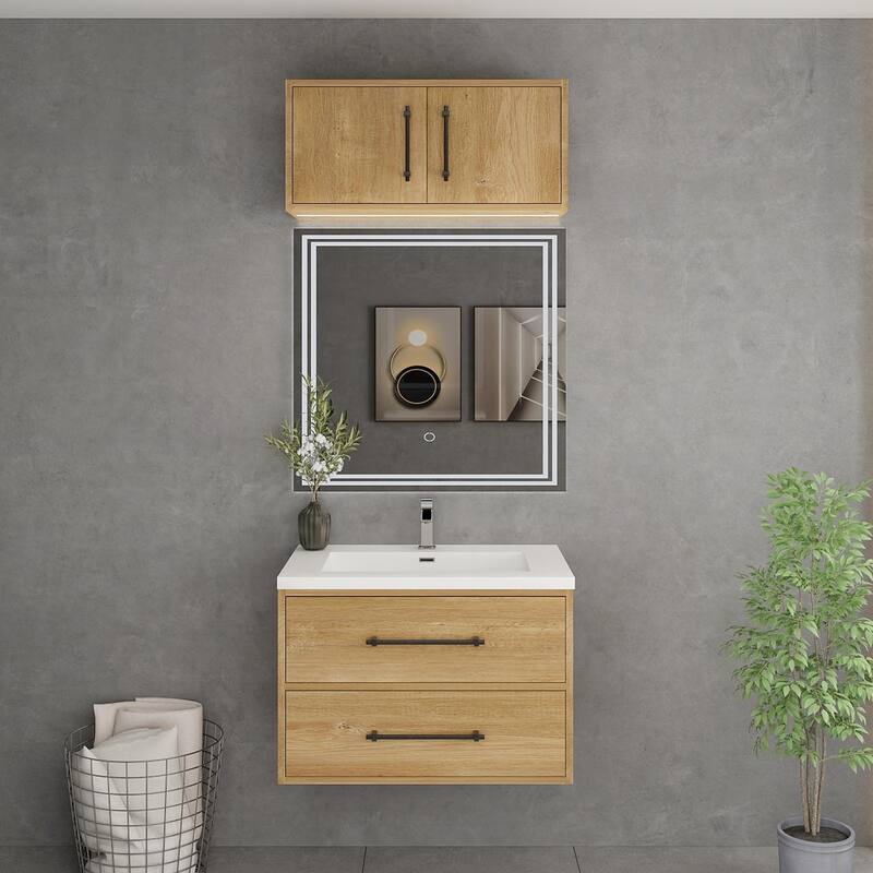 Victoria 30'' Wall-Mounted Vanity Set with Motion Sensor LED light Top Cabinet. - 29.5 - Matte - Oak