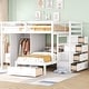 preview thumbnail 15 of 24, Versatile Full Over Twin Wood Bunk Bed with Wardrobe & StorageDrawers