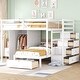 preview thumbnail 1 of 13, White Full over Twin Solid Wood Bunk Bed with Wardrobe White