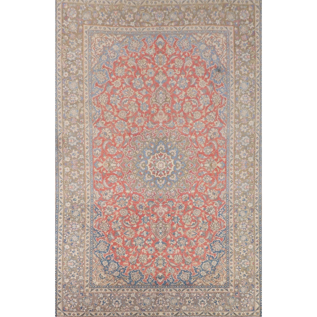 Traditional Floral Najafabad Persian Vintage Rug Handmade Wool Carpet - 7'10" x 11'1"