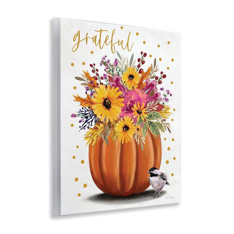 Stupell Grateful Pumpkin Bouquet Wall Plaque Art Design By Elizabeth Tyndall