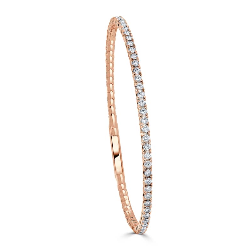 Joelle Collection Diamond Eternity Flexible 2.50 ct Bangle 14K Gold - White - 7 Inch - White - Rose