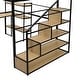 preview thumbnail 9 of 10, Full Size Metal Loft Bed with Staircase, Built-in Desk and Shelves in Black