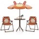 preview thumbnail 4 of 4, 4 Pieces Kids Picnic Set with 2 Folding Chairs and Height Adjustable Umbrella-Light Green Brown