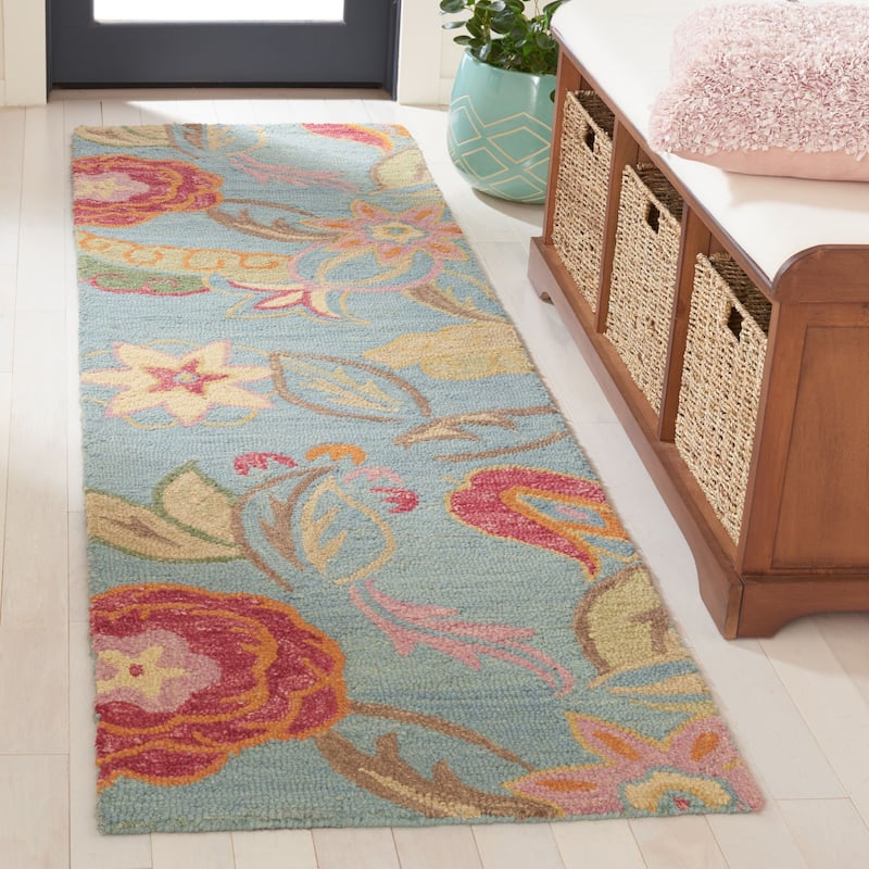 SAFAVIEH Handmade Blossom Luken Wool Area Rug - 2'3" x 8' Runner - Blue/Multi