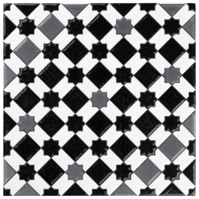 Merola Tile Sevillano Giralda Dark Grey 7-7/8" x 7-7/8" Ceramic Wall Tile - Case (25 Tiles)
