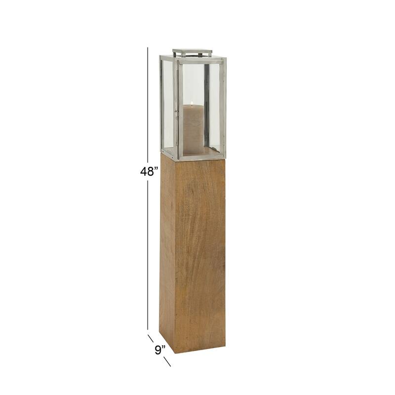 Brown Mango Wood Handmade Decorative Indoor Outdoor Candle Lantern