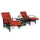 preview thumbnail 53 of 51, Outdoor Cushioned Chaise Lounge Adjustable Patio Reclining Lounge Chair, Recliner Lounge Chair & Bistro Table Set