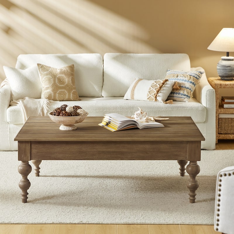 Gaston Traditional Rectangular Coffee Table with Storage Shelf by HULALA HOME