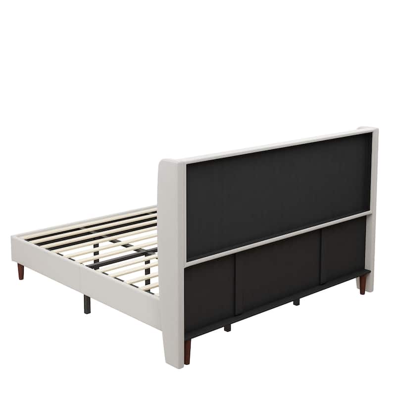GDFStudio - Oliver High Back Soft Bed with 12-Slat Support and Plush Upholstery