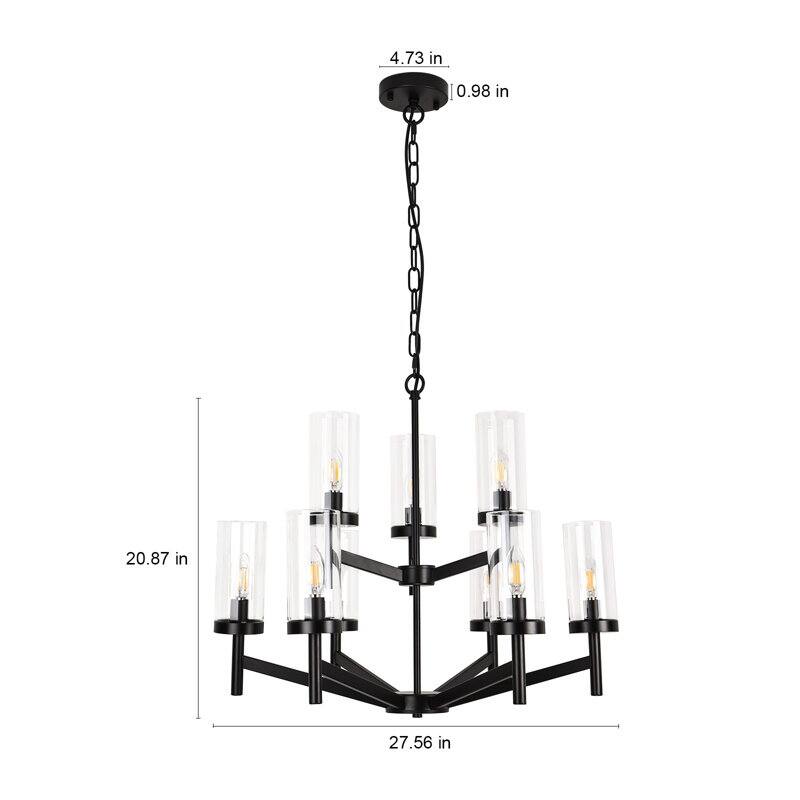 9 - Light Dimmable Tiered Chandelier - N/A
